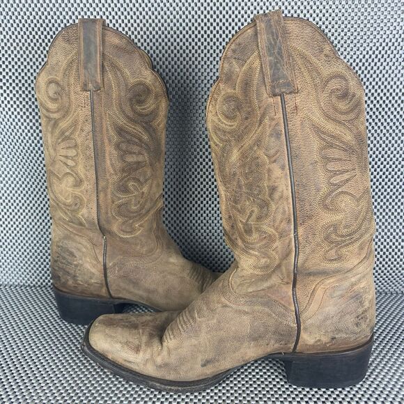 J.B Dillon Cowboy Boots Men's 10 B Brown Goat Leather Western Made In Mexico. - Picture 4 of 14